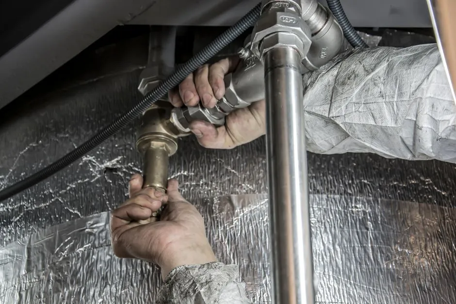 Technician repairing a commercial refrigeration system in a professional setting - hands on learning trades Technician repairing a commercial refrigeration system in a professional setting - hands on learning trades